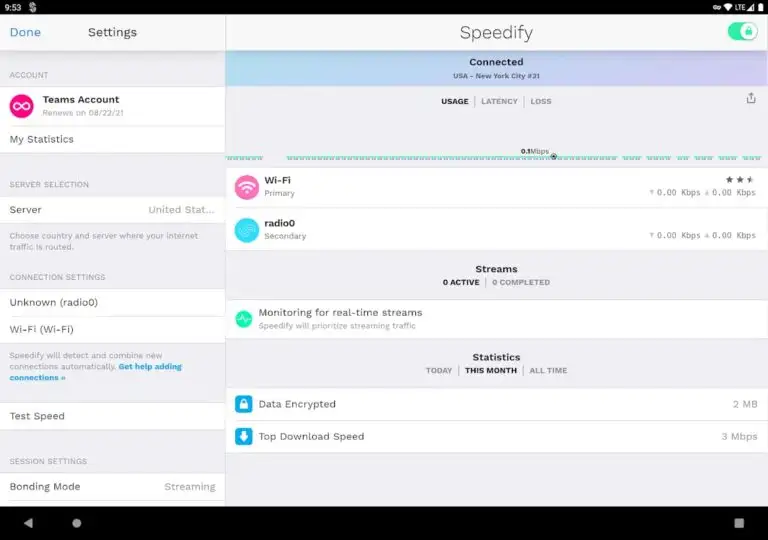 Speedify VPN screenshot