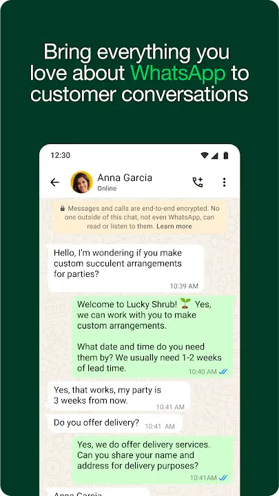 WhatsApp Business screenshot
